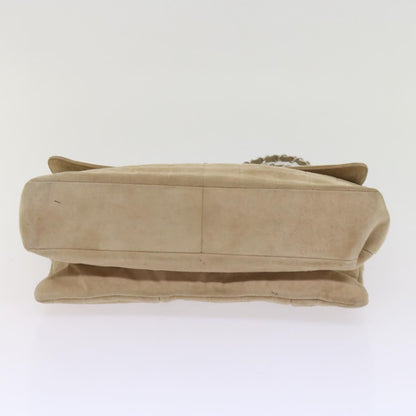 Top Quality Chanel Choco Bar Chain Shoulder Bag Suede Beige CC Auth bs11679
