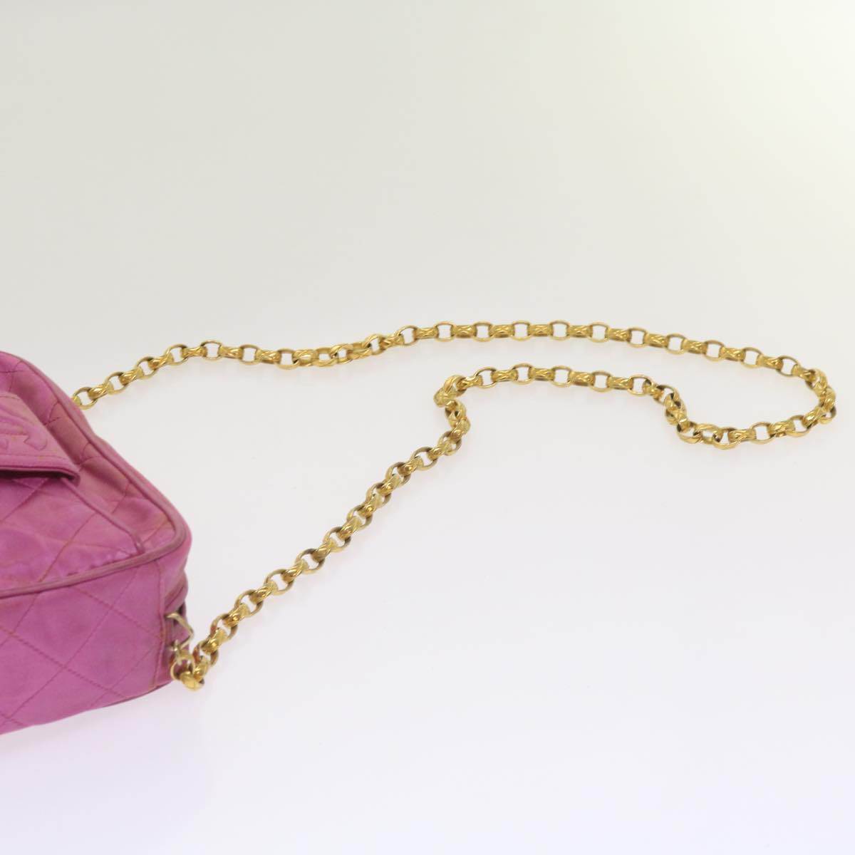 Top Quality Chanel Chain Shoulder Bag Satin Pink CC Auth bs12068
