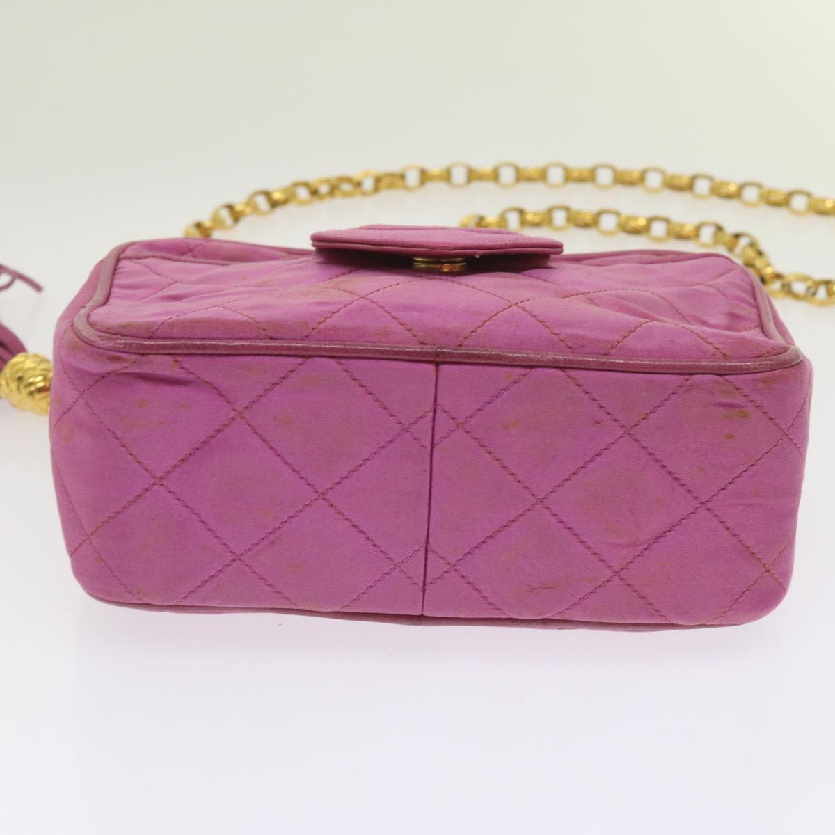 Top Quality Chanel Chain Shoulder Bag Satin Pink CC Auth bs12068