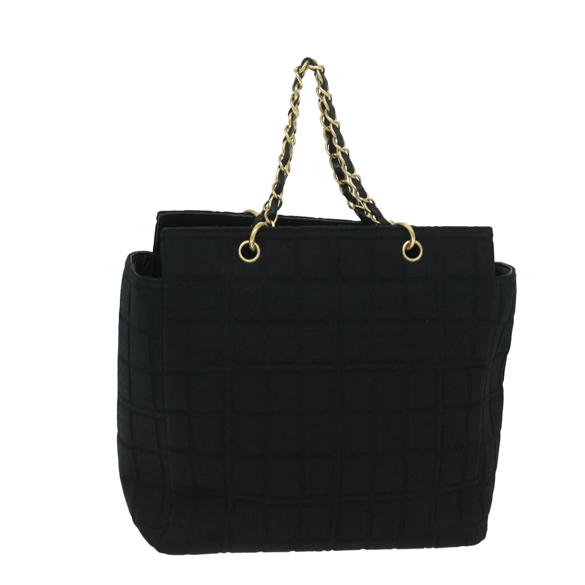 Top Quality Chanel Choco Bar Chain Hand Bag Cotton Black CC Auth bs12465
