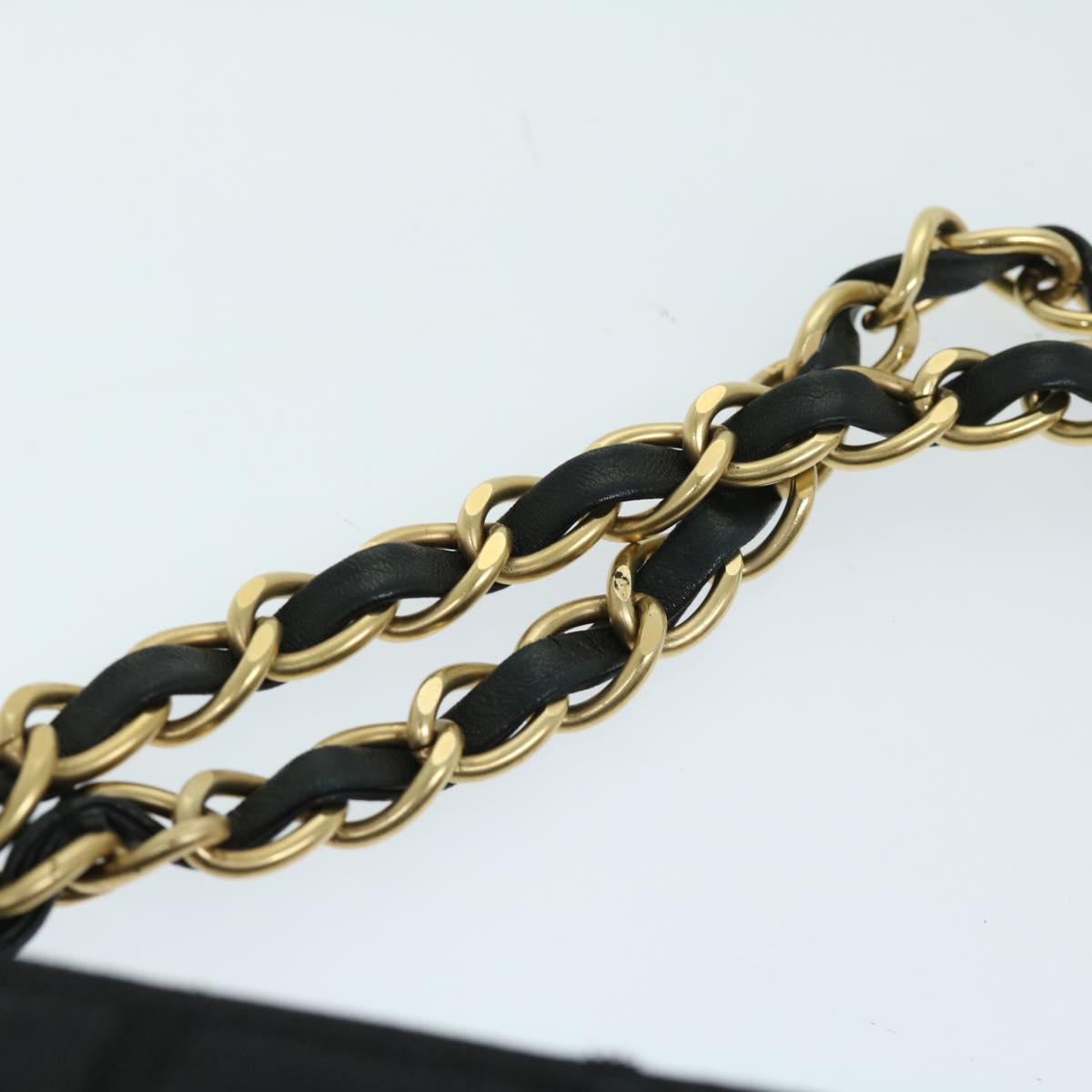 Top Quality Chanel Choco Bar Chain Hand Bag Cotton Black CC Auth bs12465