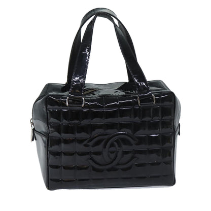 Top Quality Chanel COCO Mark Choco Bar Hand Bag Patent leather Black CC Auth bs13238