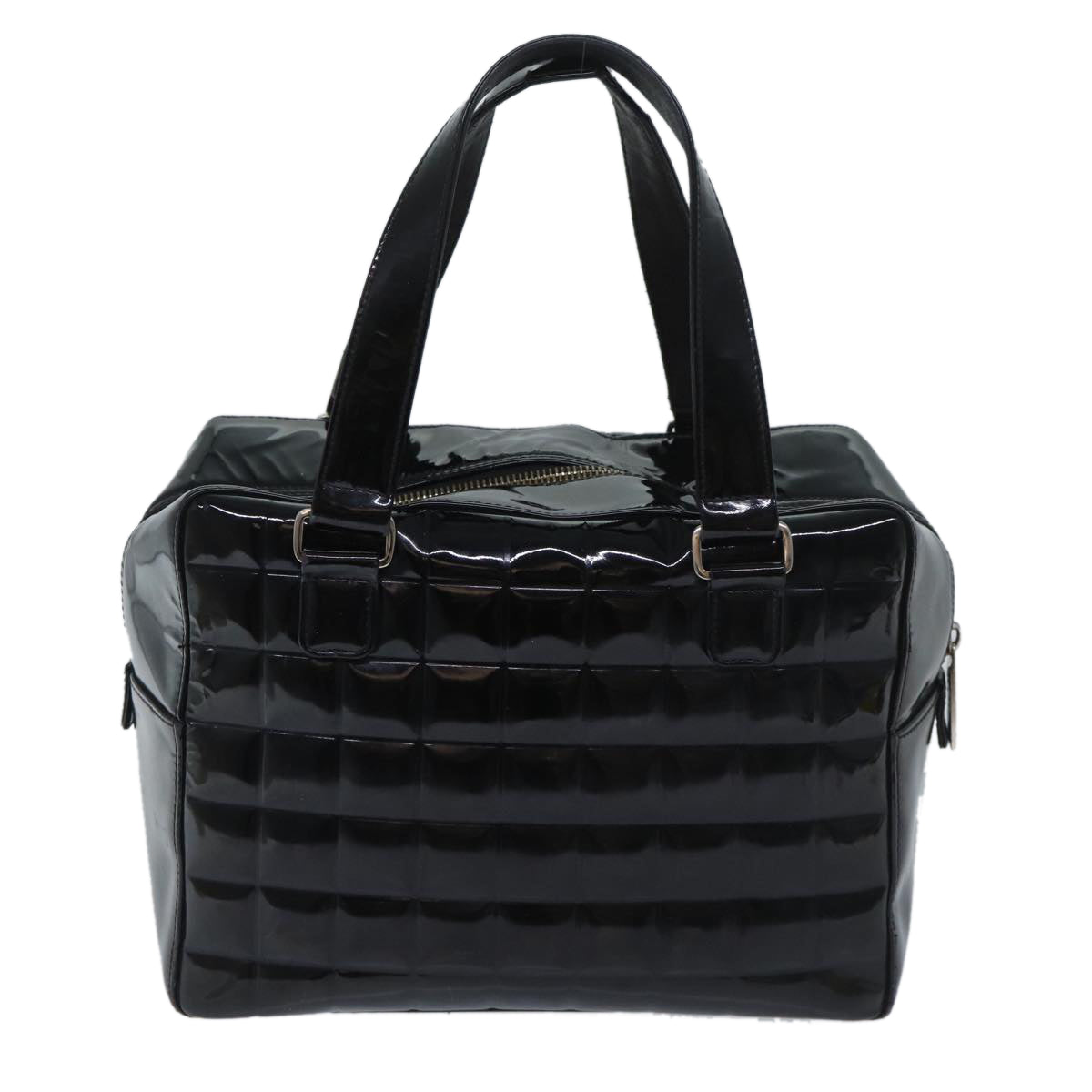 Top Quality Chanel COCO Mark Choco Bar Hand Bag Patent leather Black CC Auth bs13238