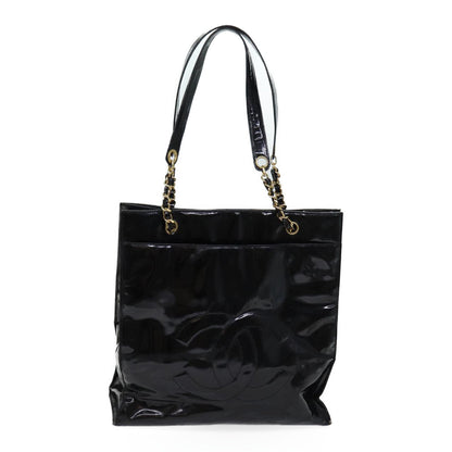 Top Quality Chanel COCO Mark Chain Shoulder Bag Patent Black CC Auth bs13327