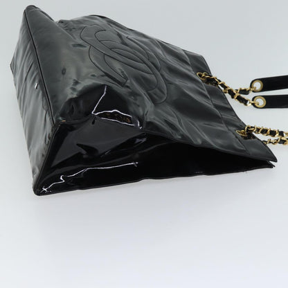 Top Quality Chanel COCO Mark Chain Shoulder Bag Patent Black CC Auth bs13327