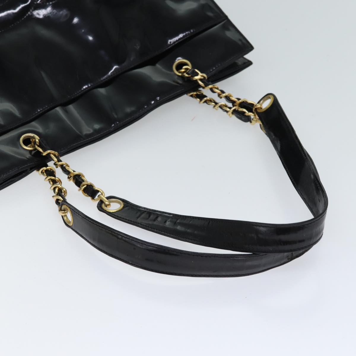 Top Quality Chanel COCO Mark Chain Shoulder Bag Patent Black CC Auth bs13327