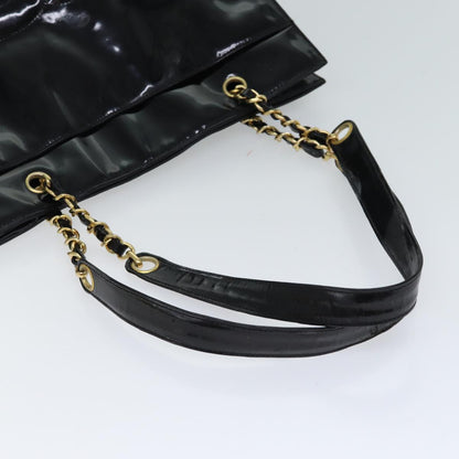 Top Quality Chanel COCO Mark Chain Shoulder Bag Patent Black CC Auth bs13327