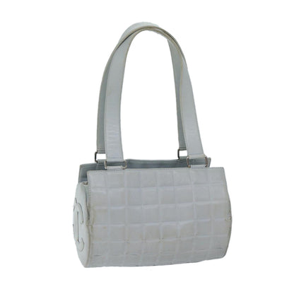 Top Quality Chanel COCO Mark Choco Bar Shoulder Bag Lamb Skin Blue CC Auth bs13362