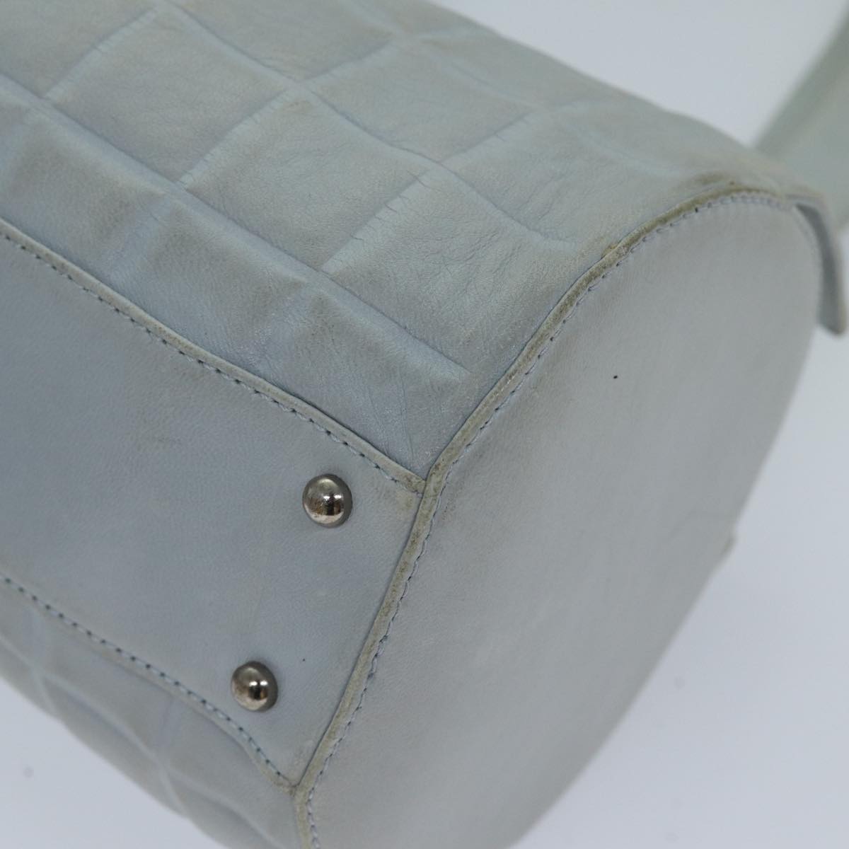 Top Quality Chanel COCO Mark Choco Bar Shoulder Bag Lamb Skin Blue CC Auth bs13362