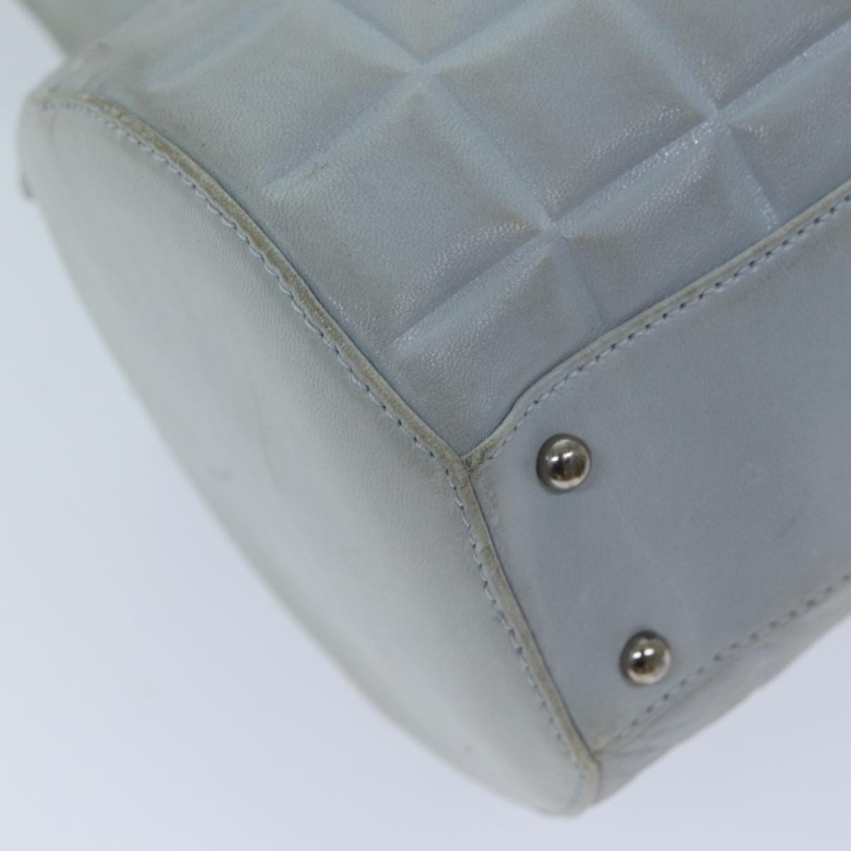 Top Quality Chanel COCO Mark Choco Bar Shoulder Bag Lamb Skin Blue CC Auth bs13362