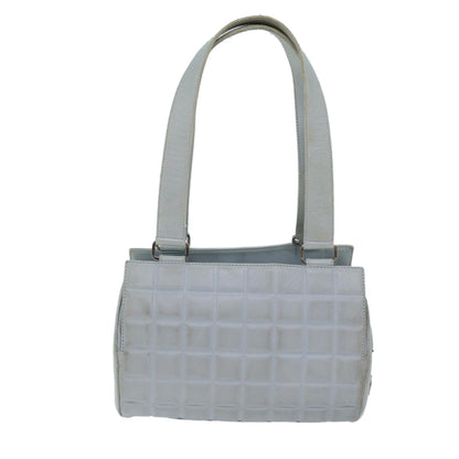 Top Quality Chanel COCO Mark Choco Bar Shoulder Bag Lamb Skin Blue CC Auth bs13362