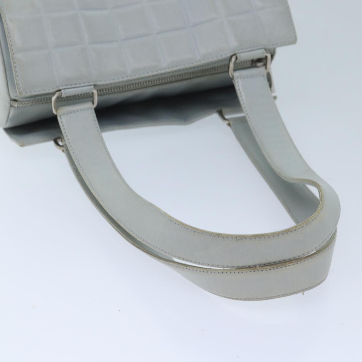 Top Quality Chanel COCO Mark Choco Bar Shoulder Bag Lamb Skin Blue CC Auth bs13362
