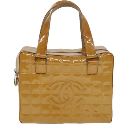 Top Quality Chanel Choco Bar Hand Bag Patent leather Yellow CC Auth bs15398