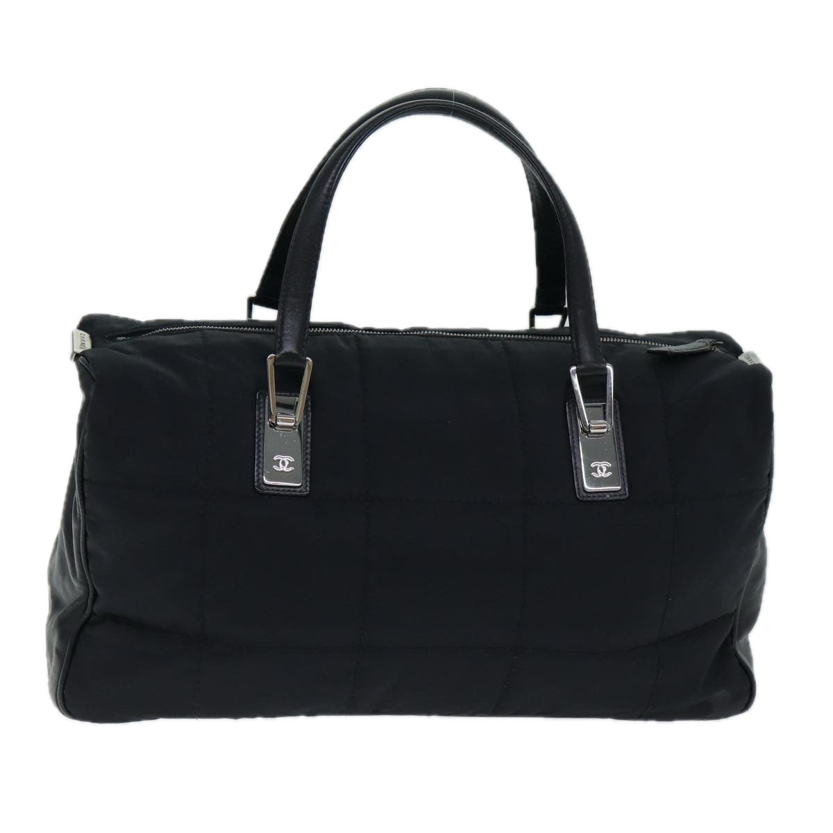 Top Quality Chanel Choco Bar Hand Bag Enamel Black CC Auth bs15702