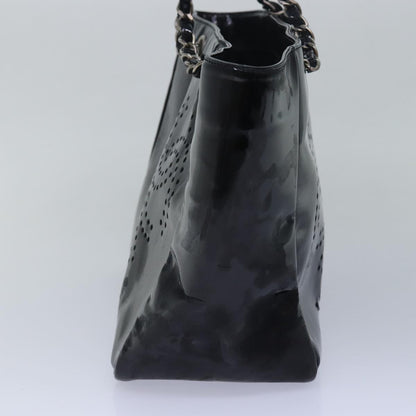 Top Quality Chanel Chain Triple Coco Tote Bag Enamel Black CC Auth bs15708