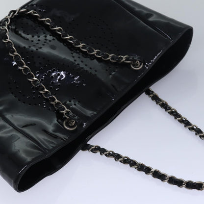 Top Quality Chanel Chain Triple Coco Tote Bag Enamel Black CC Auth bs15708