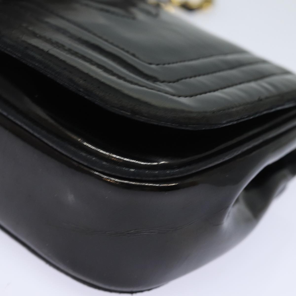 Top Quality Chanel COCO Mark Chain Shoulder Bag Enamel Black CC Auth bs15778