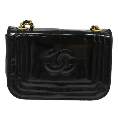 Top Quality Chanel COCO Mark Chain Shoulder Bag Enamel Black CC Auth bs15778