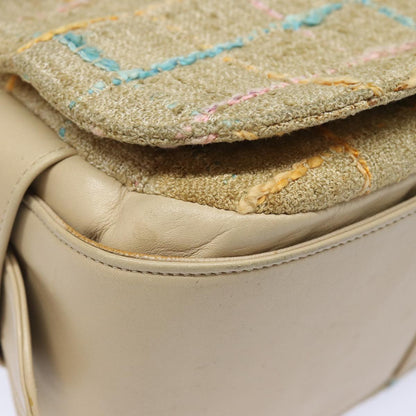 Top Quality Chanel Choco Bar Turn Lock Shoulder Bag Wool Multicolor CC Auth bs15780