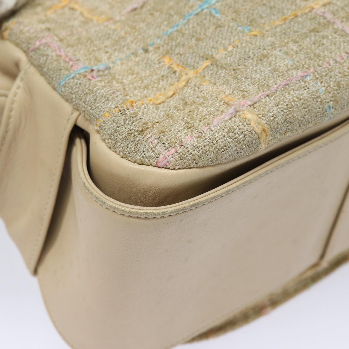 Top Quality Chanel Choco Bar Turn Lock Shoulder Bag Wool Multicolor CC Auth bs15780
