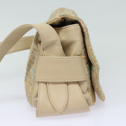 Top Quality Chanel Choco Bar Turn Lock Shoulder Bag Wool Multicolor CC Auth bs15780