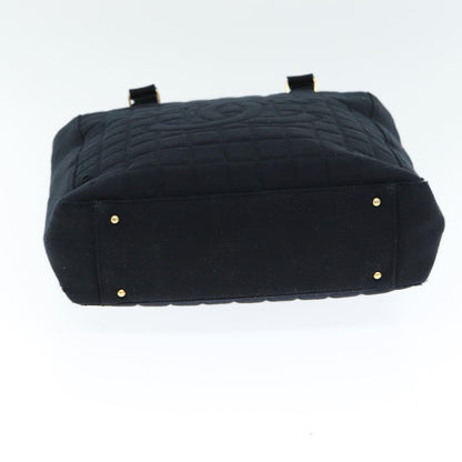 Top Quality Chanel Choco Bar Tote Bag Cotton Black CC Auth bs15847