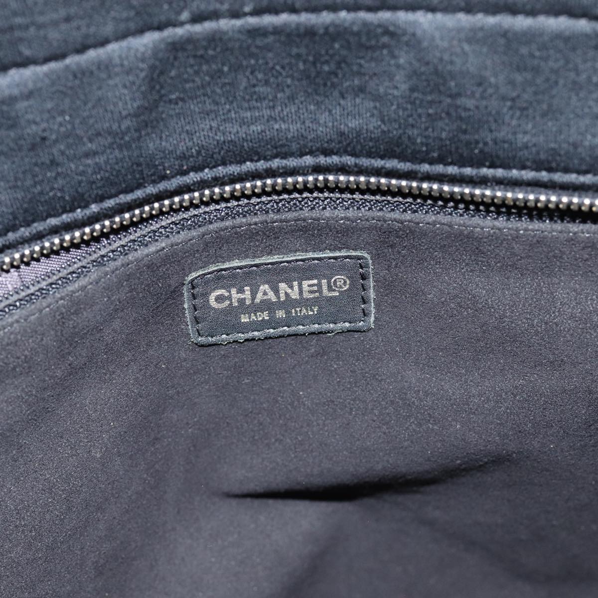 Top Quality Chanel Choco Bar Tote Bag Cotton Black CC Auth bs15847