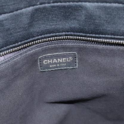 Top Quality Chanel Choco Bar Tote Bag Cotton Black CC Auth bs15847