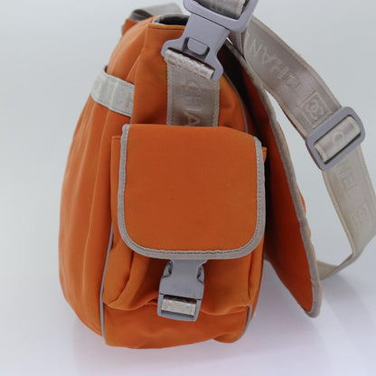 Top Quality Chanel Choco Bar Sports Line Shoulder Bag Nylon Orange CC Auth bs15857