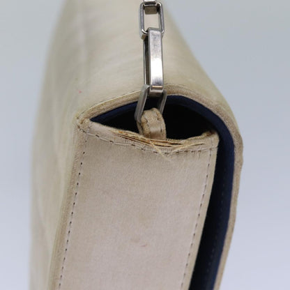 Top Quality Chanel Choco Bar Chain Hand Bag Satin Beige Navy CC Auth bs16725