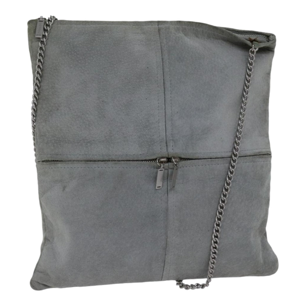 Top Quality Chanel Chain Shoulder Bag Suede Gray Silver CC Auth bs17158