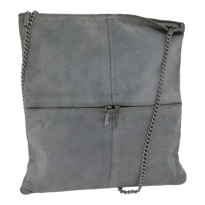 Top Quality Chanel Chain Shoulder Bag Suede Gray Silver CC Auth bs17158
