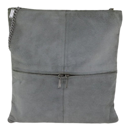 Top Quality Chanel Chain Shoulder Bag Suede Gray Silver CC Auth bs17158