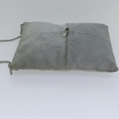Top Quality Chanel Chain Shoulder Bag Suede Gray Silver CC Auth bs17158