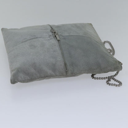 Top Quality Chanel Chain Shoulder Bag Suede Gray Silver CC Auth bs17158