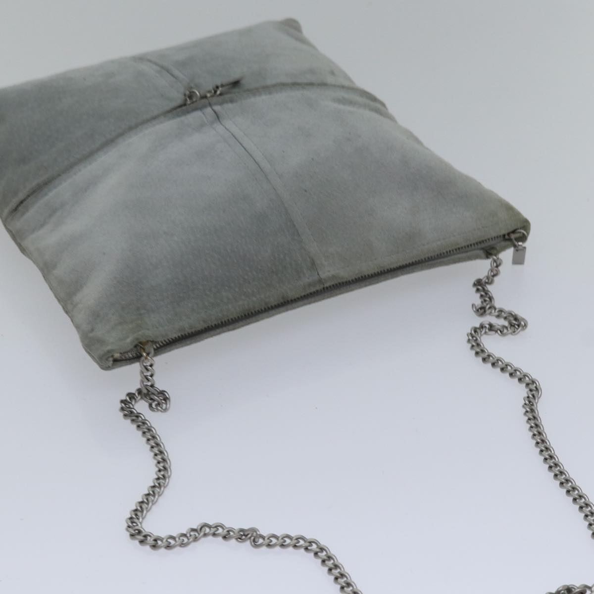 Top Quality Chanel Chain Shoulder Bag Suede Gray Silver CC Auth bs17158