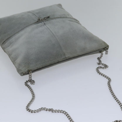 Top Quality Chanel Chain Shoulder Bag Suede Gray Silver CC Auth bs17158