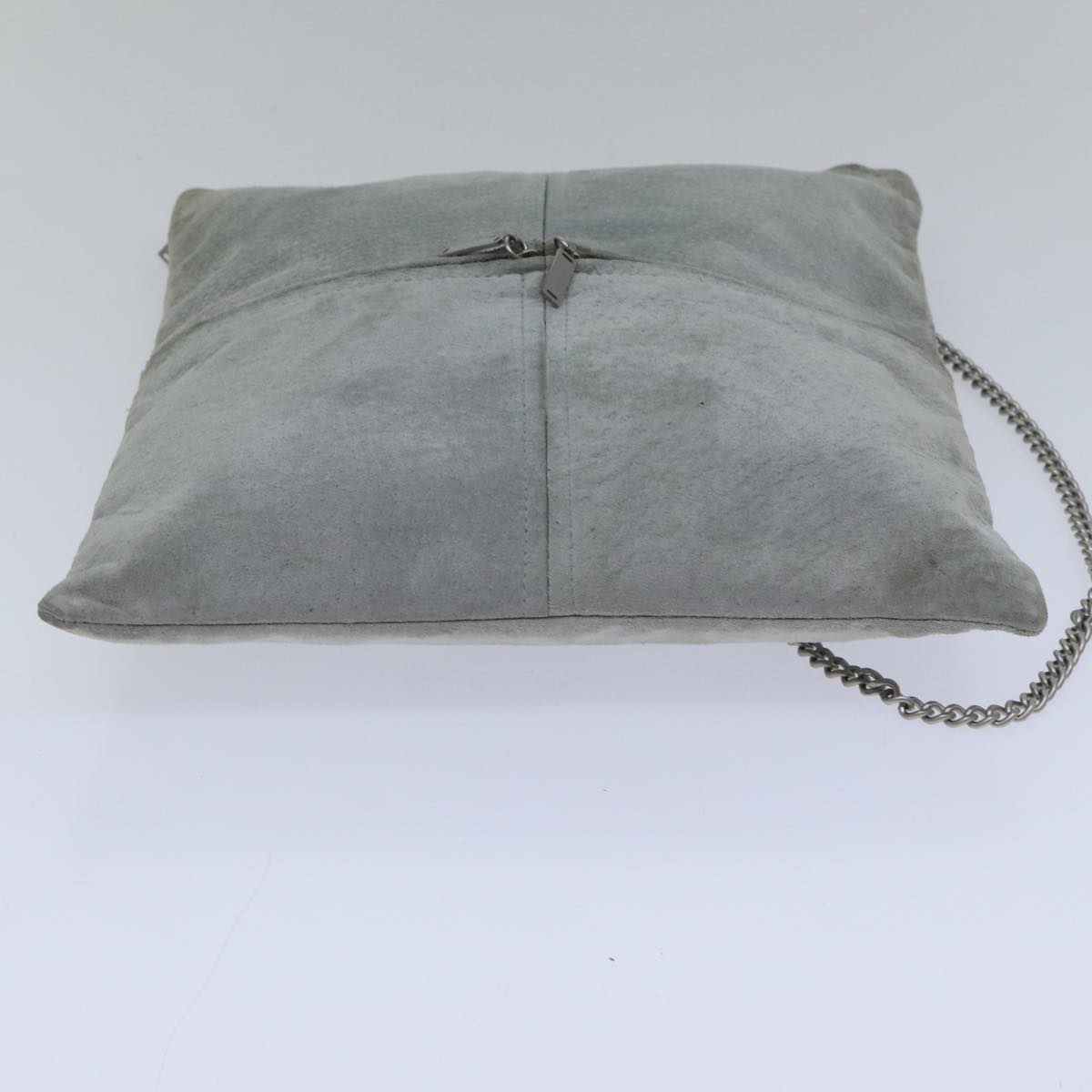Top Quality Chanel Chain Shoulder Bag Suede Gray Silver CC Auth bs17158