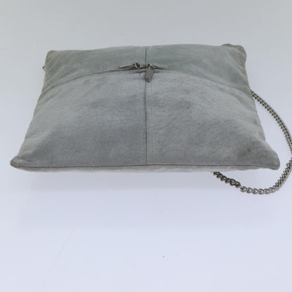Top Quality Chanel Chain Shoulder Bag Suede Gray Silver CC Auth bs17158
