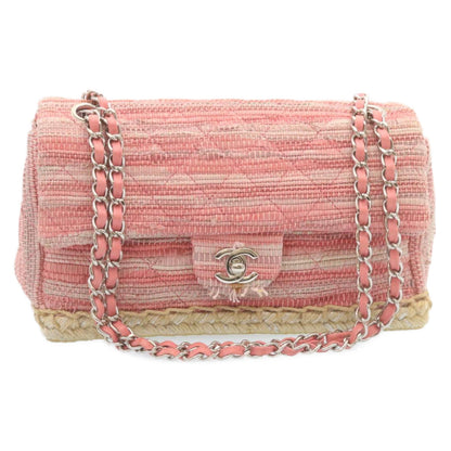 Top Quality Chanel Chain New Shoulder Bag Turn Lock Canvas Pink CC Auth bs334A