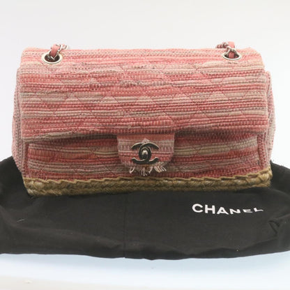 Top Quality Chanel Chain New Shoulder Bag Turn Lock Canvas Pink CC Auth bs334A