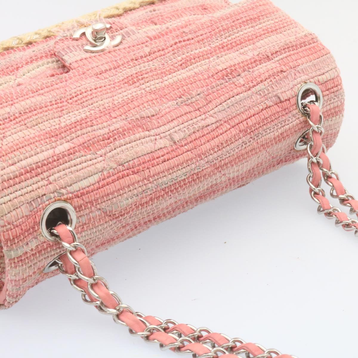 Top Quality Chanel Chain New Shoulder Bag Turn Lock Canvas Pink CC Auth bs334A