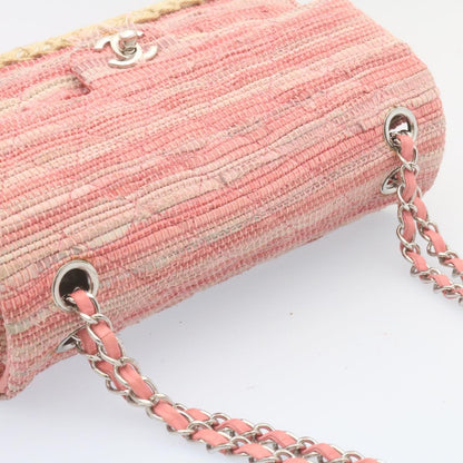 Top Quality Chanel Chain New Shoulder Bag Turn Lock Canvas Pink CC Auth bs334A
