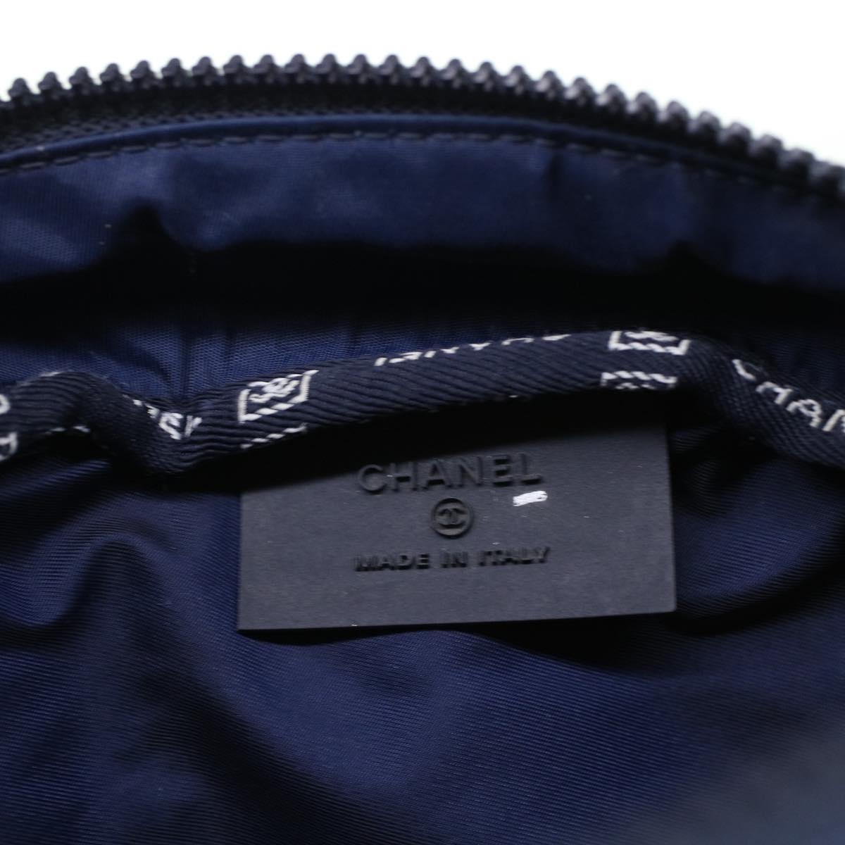 Top Quality Chanel Clutch Bag Canvas White Navy CC Auth bs5370