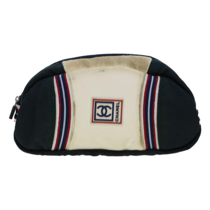 Top Quality Chanel Clutch Bag Canvas White Navy CC Auth bs5370