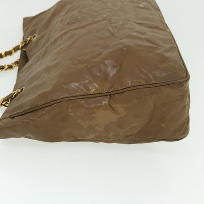 Top Quality Chanel Chain Shoulder Bag Patent leather Brown CC Auth bs7578
