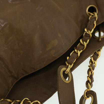 Top Quality Chanel Chain Shoulder Bag Patent leather Brown CC Auth bs7578
