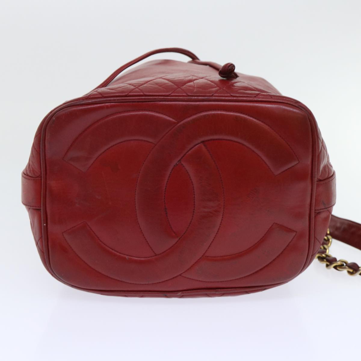 Top Quality Chanel Chain Shoulder Bag Lamb Skin Red CC Auth bs7902