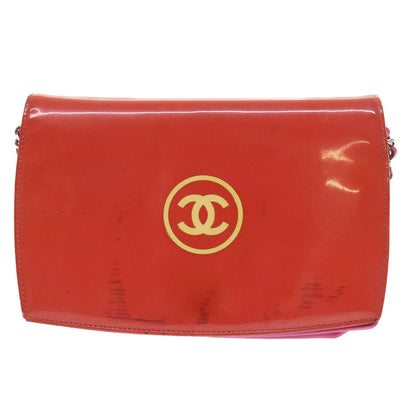 Top Quality Chanel Chain Shoulder Bag Patent leather Orange CC Auth bs8828