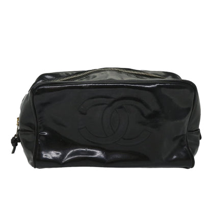 Top Quality Chanel Clutch Bag Patent leather Black CC Auth bs9031